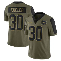 Men's Austin Ekeler Washington Commanders No.30 Limited 2021 Salute To Service Jersey - Olive