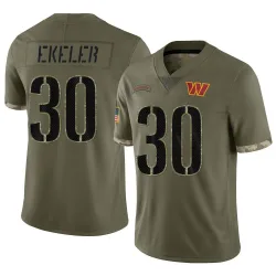 Men's Austin Ekeler Washington Commanders No.30 Limited 2022 Salute To Service Jersey - Olive