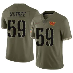 Men's Bryce Notree Washington Commanders No.59 Limited 2022 Salute To Service Jersey - Olive