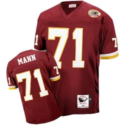 Men's Charles Mann Washington Commanders No.71 Authentic Burgundy With 50TH Patch Throwback Jersey - Red