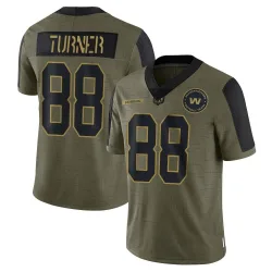 Men's Cole Turner Washington Commanders No.88 Limited 2021 Salute To Service Jersey - Olive