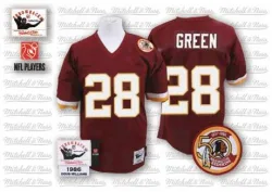 Men's Darrell Green Washington Commanders No.28 Authentic 50TH Patch Throwback Jersey - Red