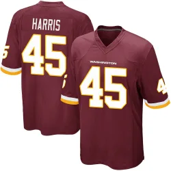 Men's De'Jon Harris Washington Commanders No.45 Game Burgundy Team Color Jersey