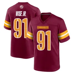 Men's Deatrich Wise Jr. Washington Commanders No.91 Game Burgundy Jersey