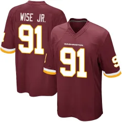 Men's Deatrich Wise Jr. Washington Commanders No.91 Game Burgundy Team Color Jersey