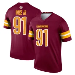 Men's Deatrich Wise Jr. Washington Commanders No.91 Legend Burgundy Jersey