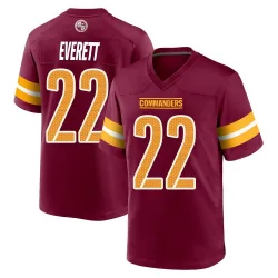 Men's Deshazor Everett Washington Commanders No.22 Game Burgundy Jersey