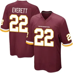 Men's Deshazor Everett Washington Commanders No.22 Game Burgundy Team Color Jersey