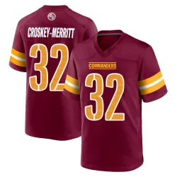 Men's Jacory Croskey-Merritt Washington Commanders No.32 Game Burgundy Jersey