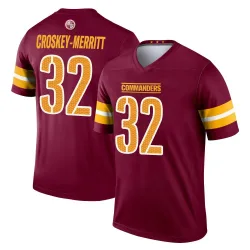 Men's Jacory Croskey-Merritt Washington Commanders No.32 Legend Burgundy Jersey