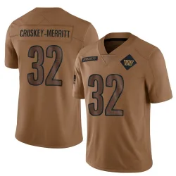 Men's Jacory Croskey-Merritt Washington Commanders No.32 Limited 2023 Salute To Service Jersey - Brown