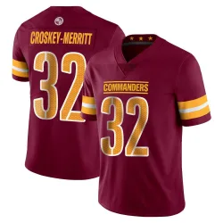 Men's Jacory Croskey-Merritt Washington Commanders No.32 Limited Vapor Burgundy Jersey