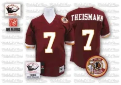 Men's Joe Theismann Washington Commanders No.7 Authentic With 50TH Patch Throwback Jersey - Red
