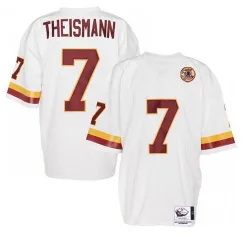 Men's Joe Theismann Washington Commanders No.7 Authentic With 50TH Patch Throwback Jersey - White