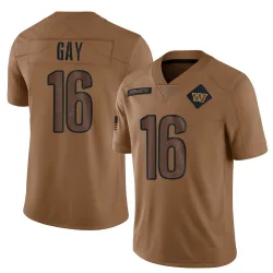 Men's Matt Gay Washington Commanders No.16 Limited 2023 Salute To Service Jersey - Brown
