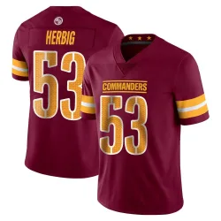 Men's Nate Herbig Washington Commanders No.53 Limited Vapor Burgundy Jersey
