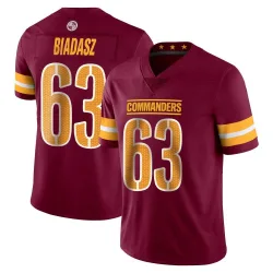 Men's Tyler Biadasz Washington Commanders No.63 Limited Vapor Burgundy Jersey