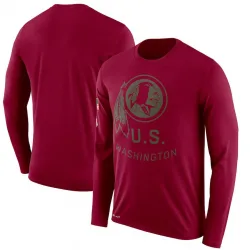 Men's Washington Commanders No. Legend Burgundy 2018 Salute to Service Sideline Performance Long Sleeve T-Shirt