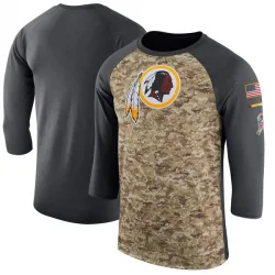 Men's Washington Commanders No. Legend Salute to Service 2017 Sideline Performance Three-Quarter Sleeve T-Shirt - Camo/Anthracit