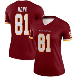 Women's Art Monk Washington Commanders No.81 Legend Burgundy Jersey