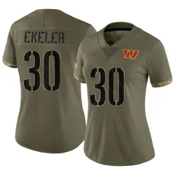Women's Austin Ekeler Washington Commanders No.30 Limited 2022 Salute To Service Jersey - Olive