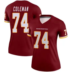 Women's Brandon Coleman Washington Commanders No.74 Legend Burgundy Jersey
