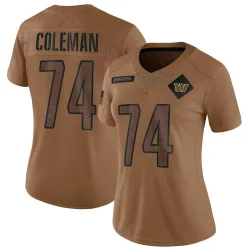 Women's Brandon Coleman Washington Commanders No.74 Limited 2023 Salute To Service Jersey - Brown