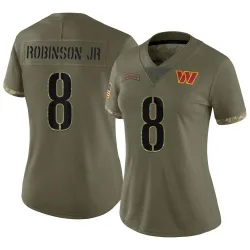 Women's Brian Robinson Jr. Washington Commanders No.8 Limited 2022 Salute To Service Jersey - Olive