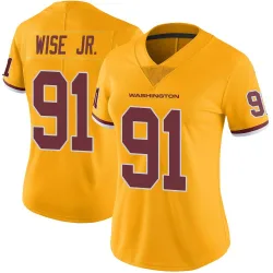 Women's Deatrich Wise Jr. Washington Commanders No.91 Limited Color Rush Jersey - Gold