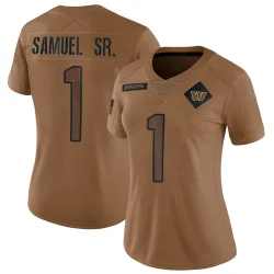 Women's Deebo Samuel Sr. Washington Commanders No.1 Limited 2023 Salute To Service Jersey - Brown