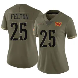 Women's Demetric Felton Washington Commanders No.25 Limited 2022 Salute To Service Jersey - Olive