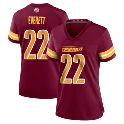 Women's Deshazor Everett Washington Commanders No.22 Game Burgundy Jersey
