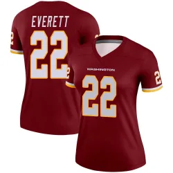Women's Deshazor Everett Washington Commanders No.22 Legend Burgundy Jersey