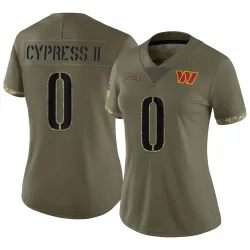 Women's Fentrell Cypress II Washington Commanders No.0 Limited 2022 Salute To Service Jersey - Olive