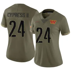 Women's Fentrell Cypress II Washington Commanders No.24 Limited 2022 Salute To Service Jersey - Olive
