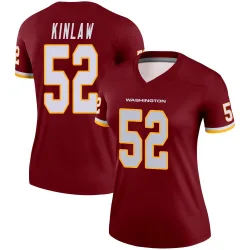 Women's Javon Kinlaw Washington Commanders No.52 Legend Burgundy Jersey