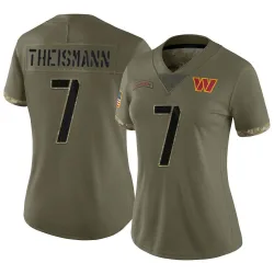 Women's Joe Theismann Washington Commanders No.7 Limited 2022 Salute To Service Jersey - Olive