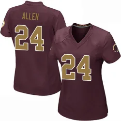 Women's Kazmeir Allen Washington Commanders No.24 Game Burgundy Alternate Jersey