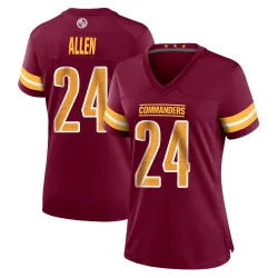 Women's Kazmeir Allen Washington Commanders No.24 Game Burgundy Jersey
