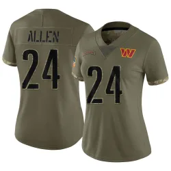 Women's Kazmeir Allen Washington Commanders No.24 Limited 2022 Salute To Service Jersey - Olive