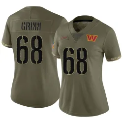 Women's Russ Grimm Washington Commanders No.68 Limited 2022 Salute To Service Jersey - Olive