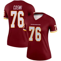 Women's Sam Cosmi Washington Commanders No.76 Legend Burgundy Jersey