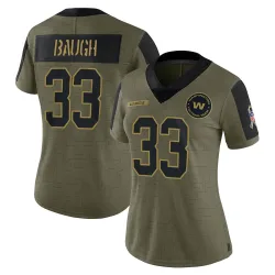 Women's Sammy Baugh Washington Commanders No.33 Limited 2021 Salute To Service Jersey - Olive