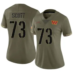 Women's Trent Scott Washington Commanders No.73 Limited 2022 Salute To Service Jersey - Olive