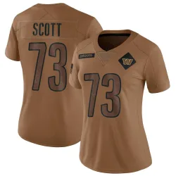 Women's Trent Scott Washington Commanders No.73 Limited 2023 Salute To Service Jersey - Brown