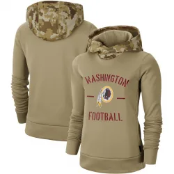 Women's Washington Commanders No. Khaki 2019 Salute to Service Therma Pullover Hoodie