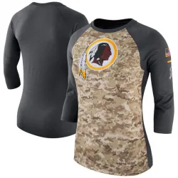 Women's Washington Commanders No. Legend Salute to Service 2017 Three-Quarter Raglan Sleeve T-Shirt - Camo/Charcoal