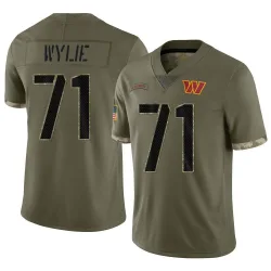 Youth Andrew Wylie Washington Commanders No.71 Limited 2022 Salute To Service Jersey - Olive