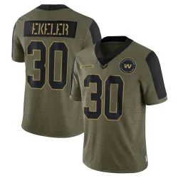 Youth Austin Ekeler Washington Commanders No.30 Limited 2021 Salute To Service Jersey - Olive