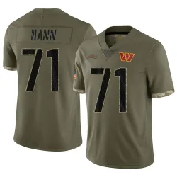 Youth Charles Mann Washington Commanders No.71 Limited 2022 Salute To Service Jersey - Olive